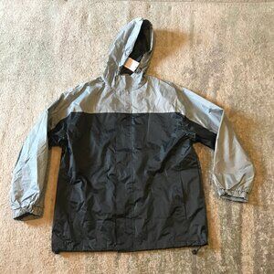Men’s Gray/ Black Hooded Windbreaker Lighweight Rain Jacket